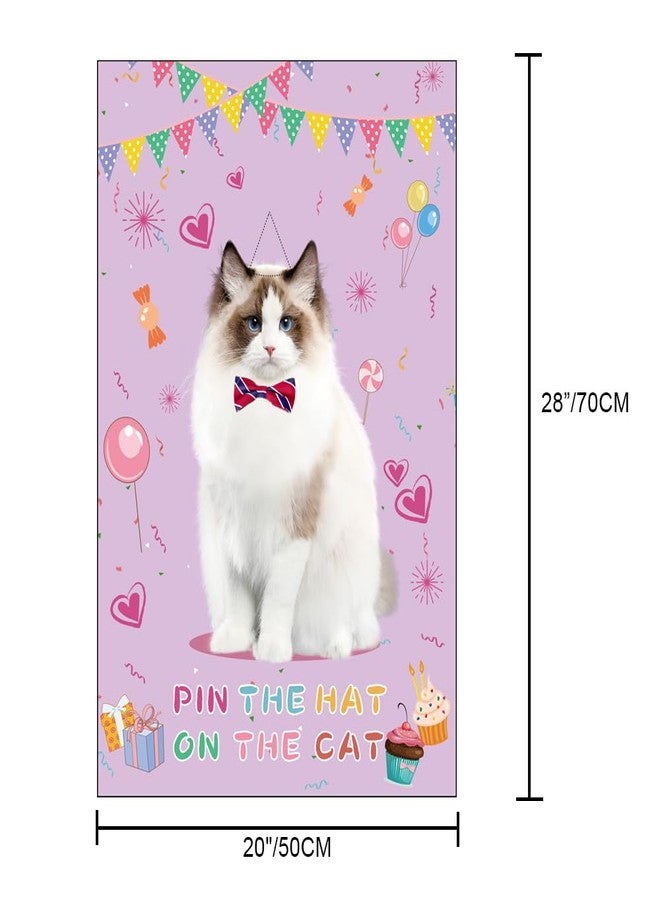 T-Antrix Pin The Hat on The Cat Party Games -Cat Themed Birthday Games for Girls with 21'' x 28'' Poster, Resuable Hats Stickers Carnival Party Supplies Kids Birthday Party Favor Sets - Image 3